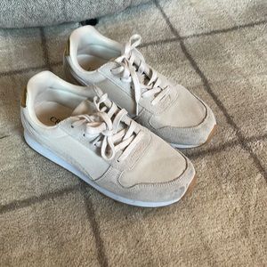 J Crew white and gold suede and nylon sneakers size 7
